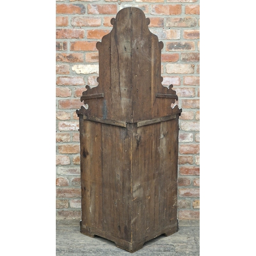 1262 - Antique profusely carved limed oak corner cupboard with raised back, H 164cm x W 76cm