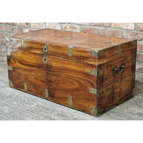 1265 - Good quality Victorian brass bound camphor trunk with hinged lid and twin carry handles, H 49cm x W ... 