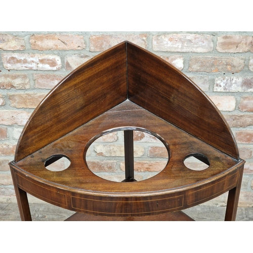 1276 - Georgian mahogany bow front corner washstand, H 108cm x W 63cm