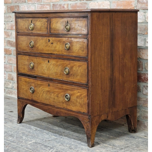 1326 - 19th century walnut and satinwood inlaid chest of two short over three long graduated drawers, raise... 