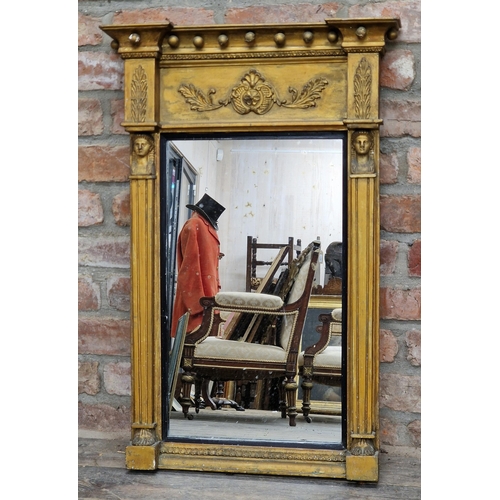 1436 - Regency gilt wall mirror with Egyptian Sphinx pilasters, H 86cm x W 56cm