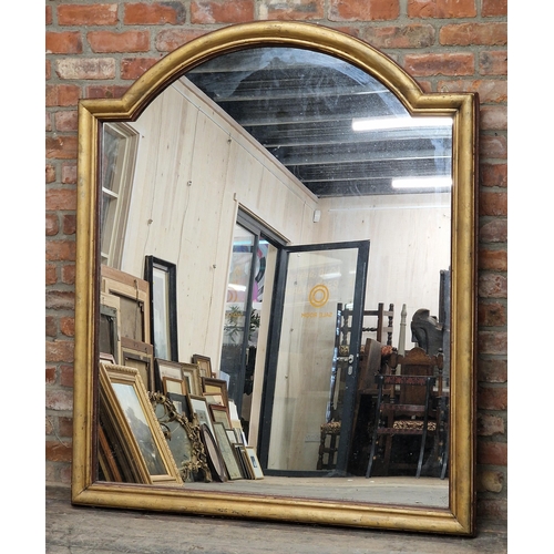 1438 - Large 19th century arched gilt wood mirror, H 164cm x W 136cm