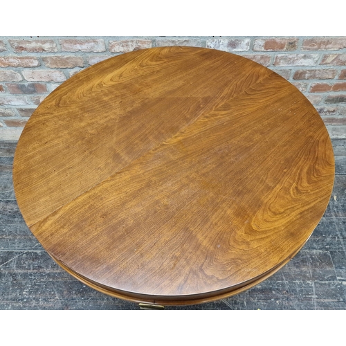 1350 - 20th century mahogany circular extending dining table,  H 74cm x 102cm diameter