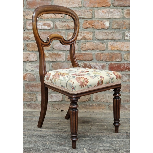 1352 - Set of four Victorian mahogany balloon back dining chairs, H 91cm (4)