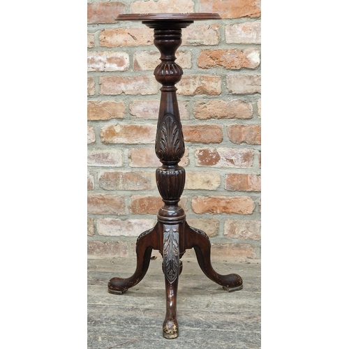 1358 - Antique carved mahogany torchere, H 92cm