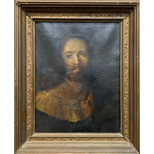 1553 - 18th century school - portrait of a bearded man, oil on canvas, 46 x 36cm, gilt frame