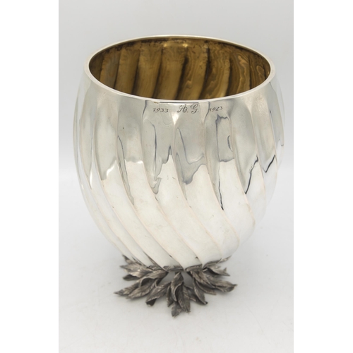 184 - Gabrielle De Vecchi (1938-2011) for Calderoni Gioielli - Good Italian 800 silver wine cooler, wrythe... 