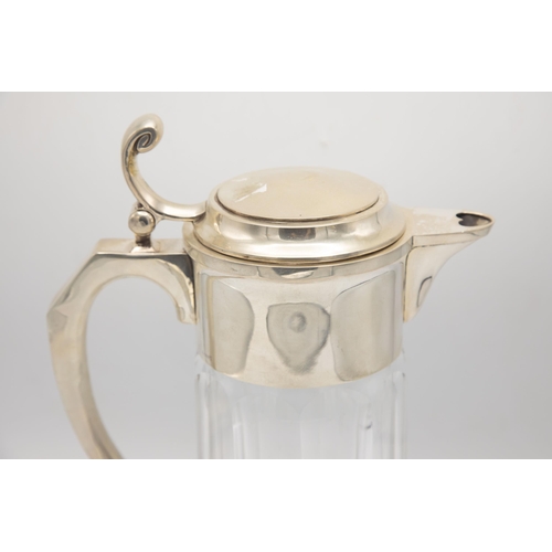 187 - Superior quality Art Deco period German '800' silver mounted lemonade jug, with faceted baluster gla... 