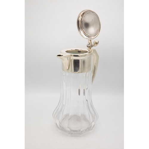 187 - Superior quality Art Deco period German '800' silver mounted lemonade jug, with faceted baluster gla... 