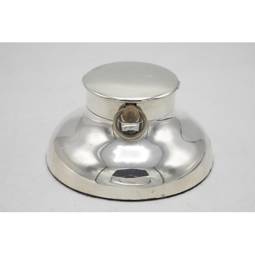 188 - Good quality Edwardian novelty capstan inkstand fitted with a goliath pocket watch, the hinged lid w... 