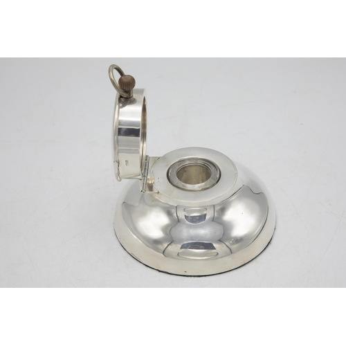 188 - Good quality Edwardian novelty capstan inkstand fitted with a goliath pocket watch, the hinged lid w... 