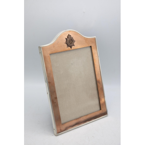 194 - Military Interest - Silver and copper easel picture frame, with WWI Army Service Corps badge, maker ... 