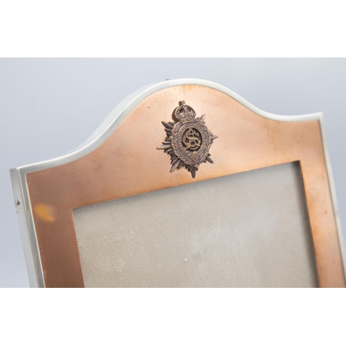 194 - Military Interest - Silver and copper easel picture frame, with WWI Army Service Corps badge, maker ... 