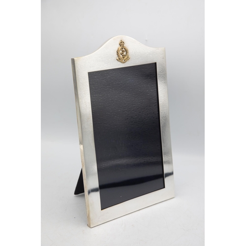 195 - Military Interest - Asprey of London silver plate easel picture frame, with Royal Medical Corps badg... 