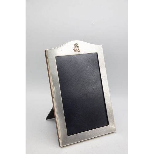 197 - Military Interest - 1920s silver easel picture frame, with gilt crest, maker John Henry Potter, Shef... 