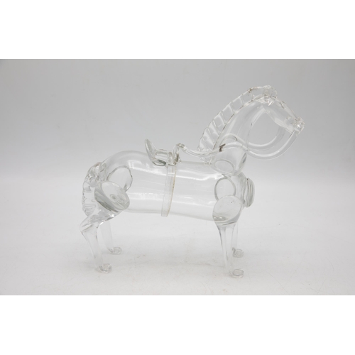 482 - 1930s novelty hand blown glass decanter in the form of a standing horse, 22 x 25cm