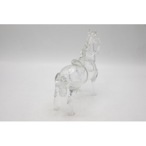 482 - 1930s novelty hand blown glass decanter in the form of a standing horse, 22 x 25cm