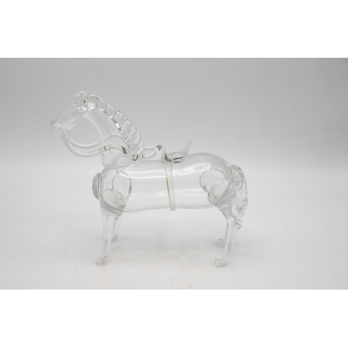 482 - 1930s novelty hand blown glass decanter in the form of a standing horse, 22 x 25cm