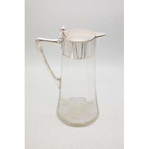 201 - 1920s German Art Deco silver and faceted glass water jug, 800 German silver mount, 30.5cm high