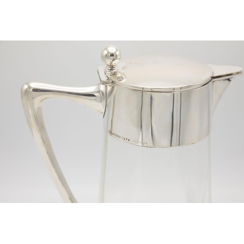 201 - 1920s German Art Deco silver and faceted glass water jug, 800 German silver mount, 30.5cm high