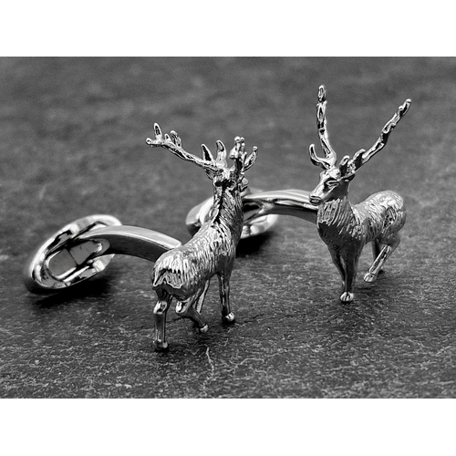 269 - Holland & Holland chrome stag cufflinks, boxed