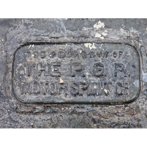 1036 - Good quality galvanised barrel with bronze tap stamped 'The Property of the P.G.R motor spirit Co', ... 