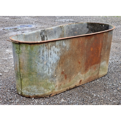 1039 - Vintage galvanised bath with single handle, H 52cm x W 107cm x D 58cm