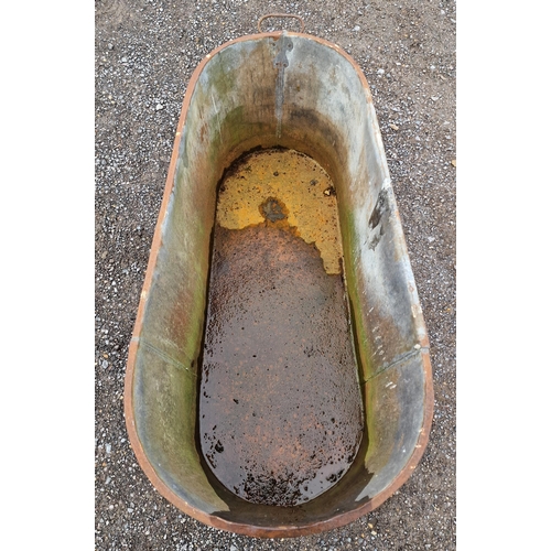 1039 - Vintage galvanised bath with single handle, H 52cm x W 107cm x D 58cm