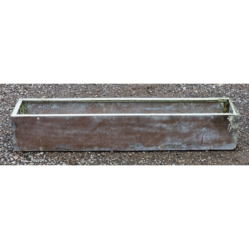 1040 - Vintage copper panelled rectangular planter, H 16cm x W 92cm x D 19cm