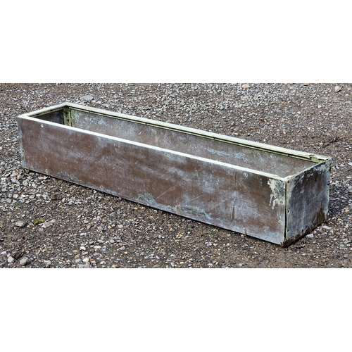 1040 - Vintage copper panelled rectangular planter, H 16cm x W 92cm x D 19cm