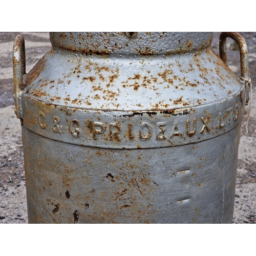 1042 - Two vintage galvanised lidded milk churns with impressed makers labels, largest H 70cm (2)