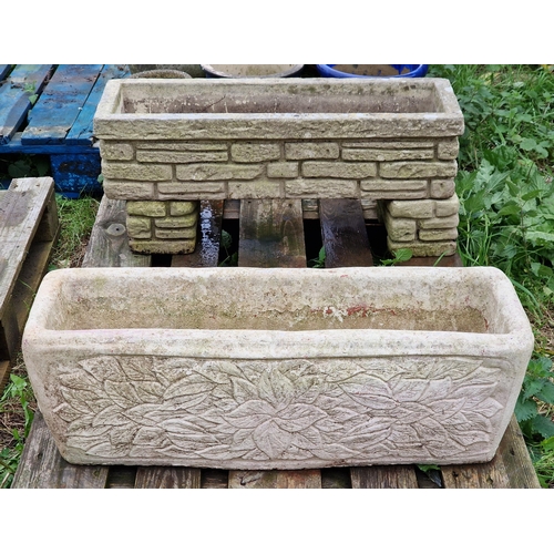 1051 - Reconstituted stone simulated brickwork trough on twin pedestals together with a further reconstitut... 