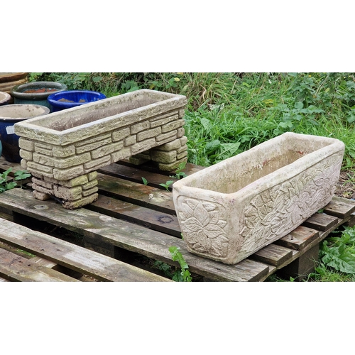 1051 - Reconstituted stone simulated brickwork trough on twin pedestals together with a further reconstitut... 