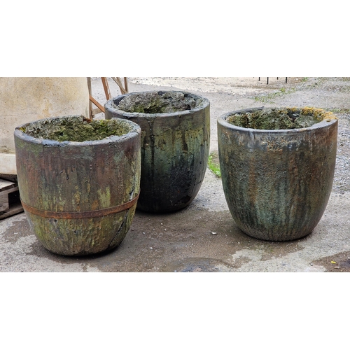 1073 - Interesting large set of three late 19th century salt glazed crucibles, from the Stiperstones Mining... 