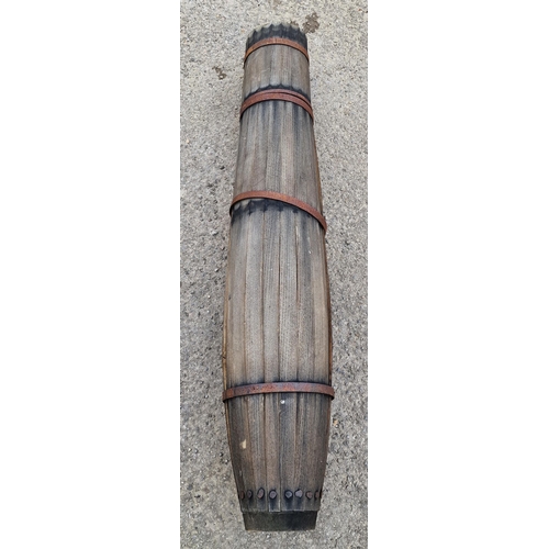 1082 - Unusual tall coopered barrel, H 143cm