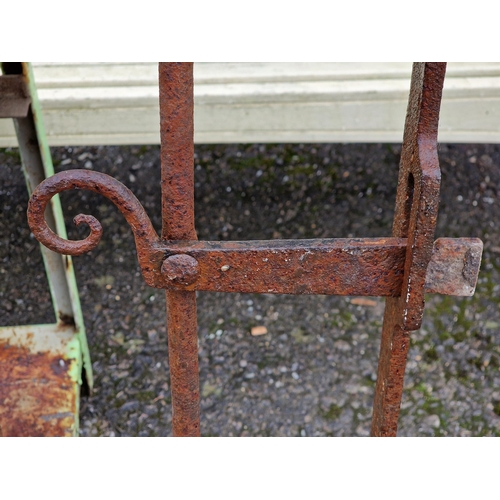 1126 - Good quality 19th century wrought iron garden gate with scrollwork detail and spear head finials, H ... 