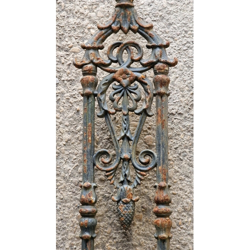 1138 - Collection of good quality reclaimed Victorian cast iron stair rails with pierced detail and pineapp... 