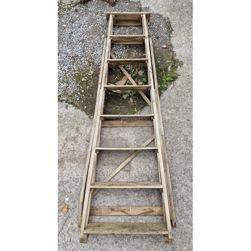 1002 - Vintage folding French Architects ladder, H 160cm