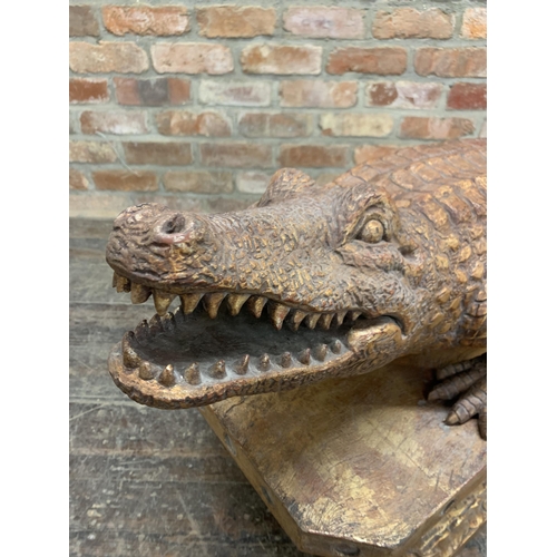 1186 - Exceptional quality carved giltwood and gesso Florentine Alligator or Crocodile, open mouth with tee... 