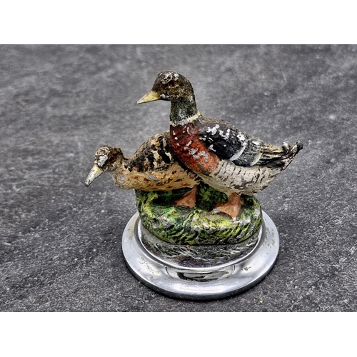 265 - Four antique Austrian cold painted bronze menu holders of game birds to include pheasant, snipe and ... 