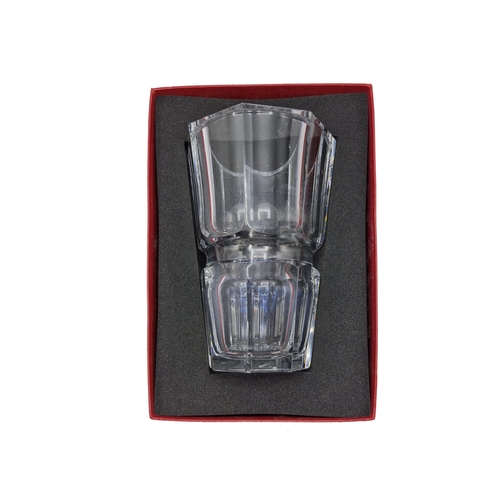 474 - Vintage Baccarat crystal glass octagonal Edith vase, stamped to base, boxed, H 25cm x D 16cm