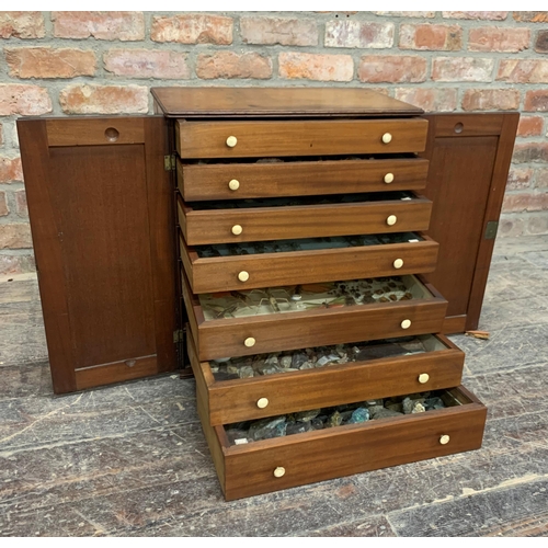 1375 - Good quality 19th century specimen cabinet with contents, to include minerals, fossils and taxidermy... 