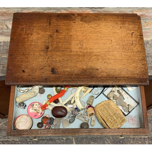 1375 - Good quality 19th century specimen cabinet with contents, to include minerals, fossils and taxidermy... 