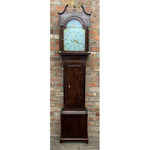 309 - William Preddy of Langport - Antique eight day twin train longcase clock, the hand painted dial with... 