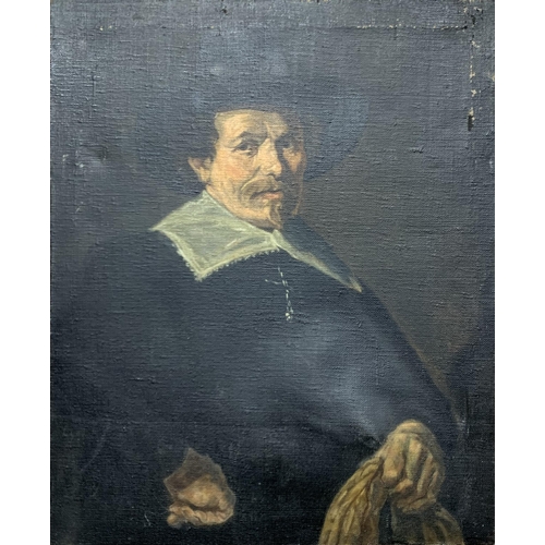 1561 - After Frans Hals (1580-1666) - 'Man Holding Gloves', unsigned, oil on canvas, 56 x 46cm