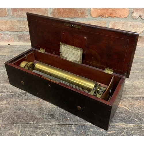 316 - Nicole Freres music box, serial 37694, rosewood case, playing six airs, rosewood case, working order... 