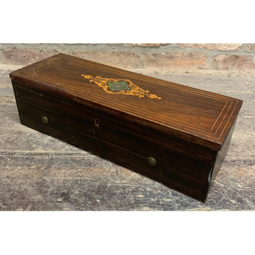 318 - Nicole Freres music box, serial 31499, rosewood case, playing six airs, 46cm wide x 13cm high (af)