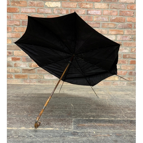 601 - Brigg of London 'Bookie' crook handle parasol/umbrella, fitted with a silver gilt concealed pencil, ... 