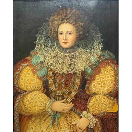 1562 - After the antique - Elizabeth I, oil on panel, 45 x 35cm, Spanish frame