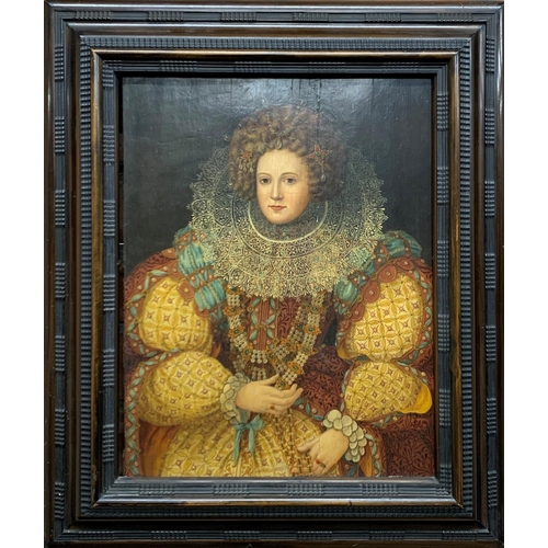 1562 - After the antique - Elizabeth I, oil on panel, 45 x 35cm, Spanish frame